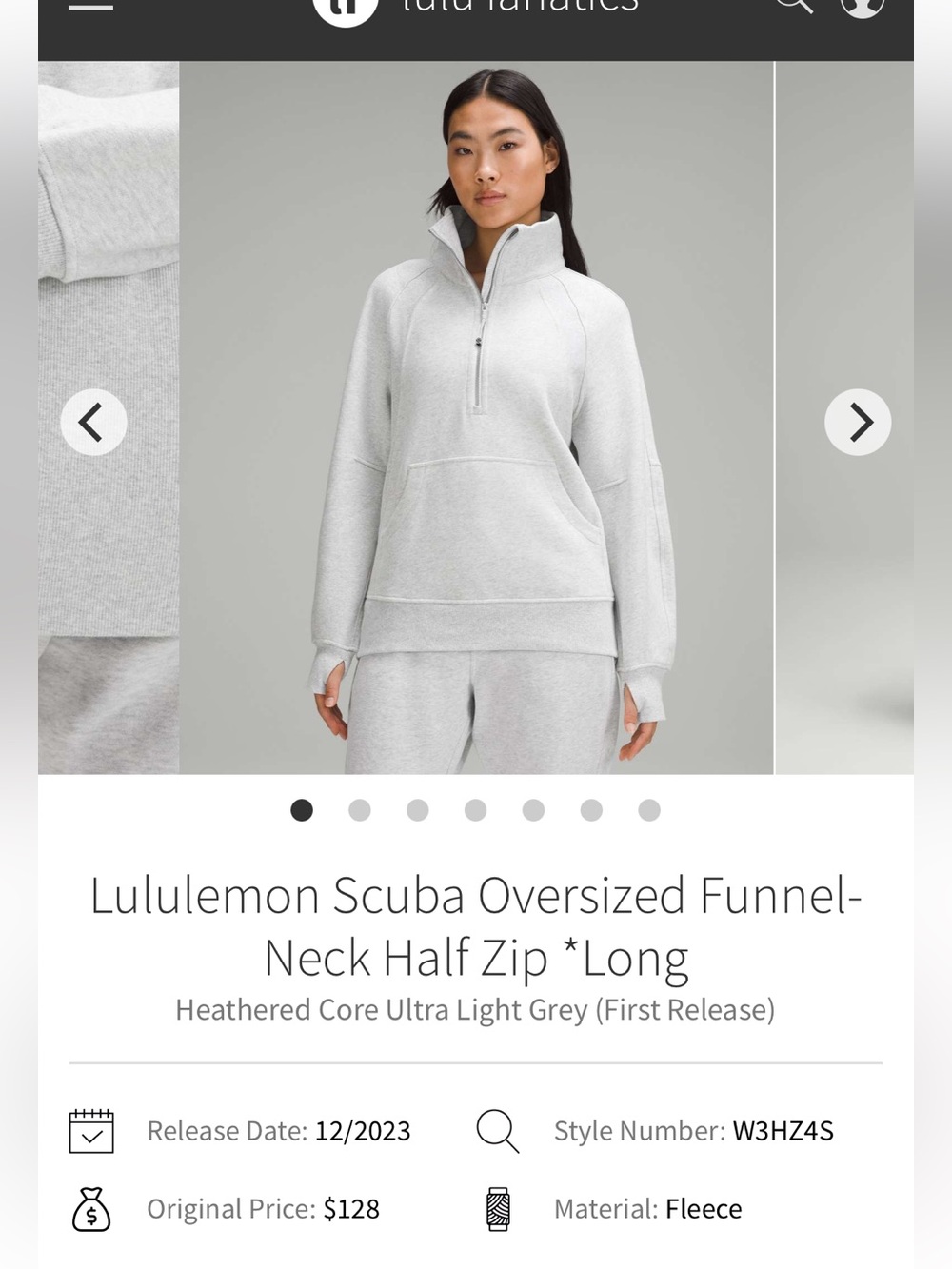Scuba oversized funnel neck half zip long gray size XL/XXL NWT